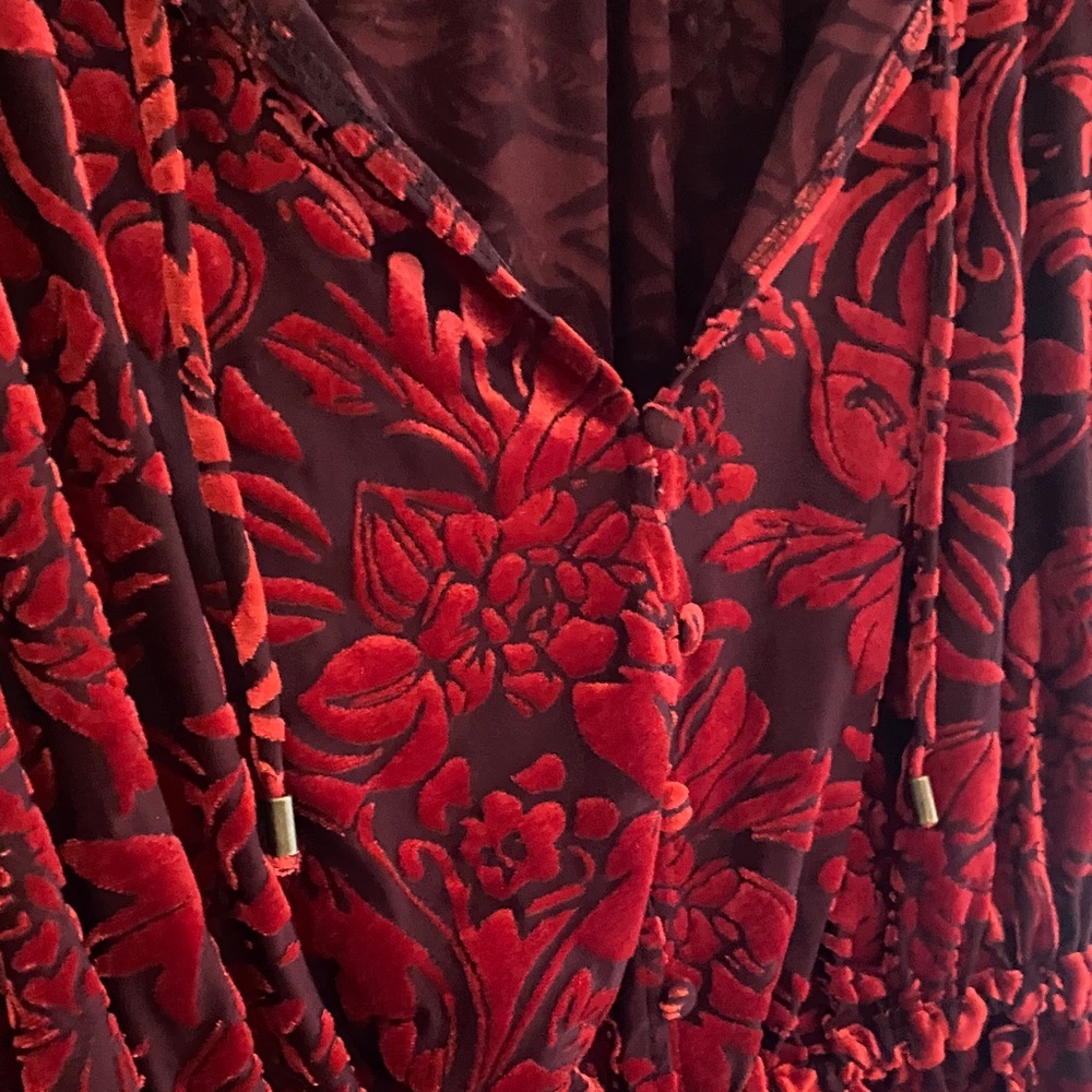 NWOT Free People Rich Red Velveteen Dreams Blouse.  Gorgeous